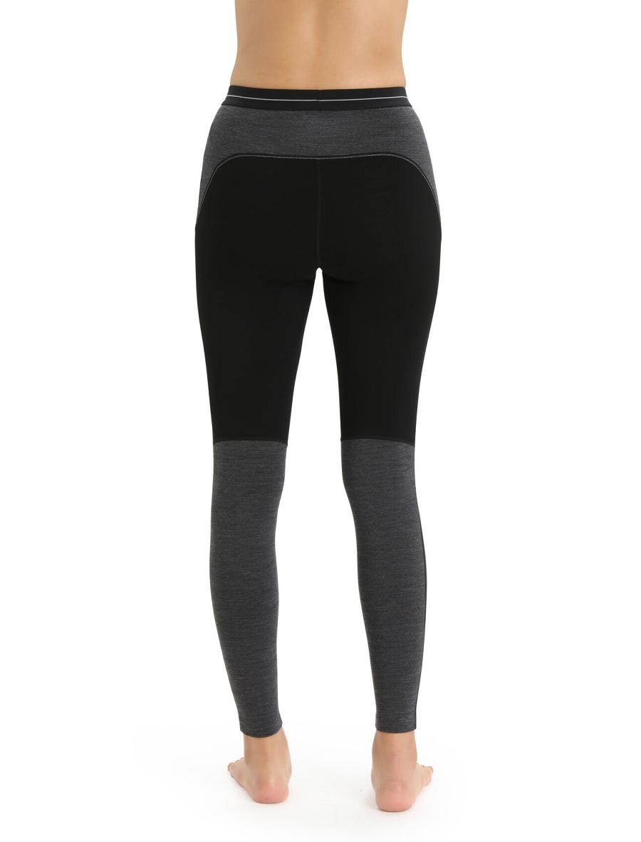 Women's Icebreaker 200 ZoneKnit™ Merino Leggings Base Layers Black / Jet Heather | CA 1099OKIR